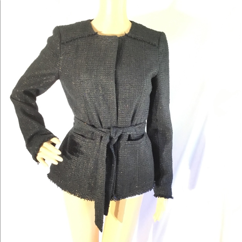 Banana Republic Black & Gold Belted Jacket Blazer EUC